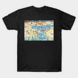 Lovecraft - Dreamlands Map, simple icon illustrations T-Shirt